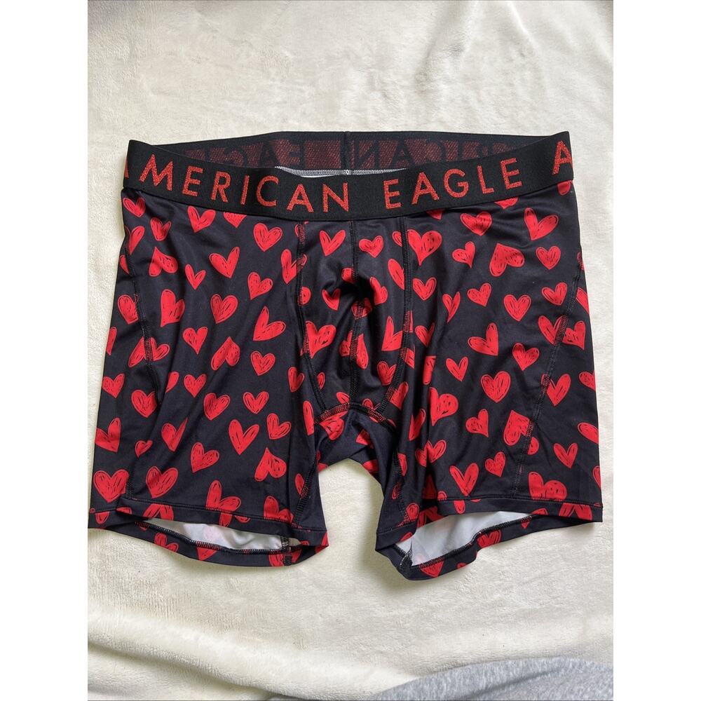 American Eagle Mens Flex Boxer Brief Sz Large Hearts/Valentines